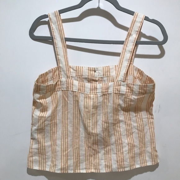 H&M linen blend crop top size S NWT straps yellow stripes - Picture 3 of 4